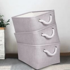 MALLOMNE 1 PC Toile Tissu Pliable Panier Blanchisserie Paniers De Rangement Avec Poign��es Pour Jouets