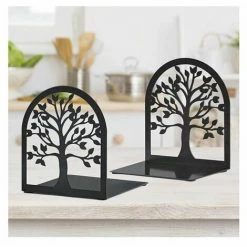 DECKON Serre-livres Décoratifs, Serre-livres Arbre De Vie, Serre-livres En Métal, Serre-livres Noirs, Serre-livres Pour étagères, Serre-livres Pour Livres Lourds, Porte-livres Pour Bureau à Domicile, Serre-livres Robustes -Petit rangement Soldes Magasin 64077934 2