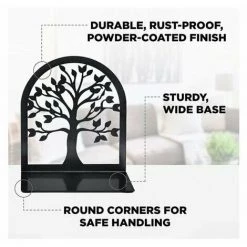 DECKON Serre-livres Décoratifs, Serre-livres Arbre De Vie, Serre-livres En Métal, Serre-livres Noirs, Serre-livres Pour étagères, Serre-livres Pour Livres Lourds, Porte-livres Pour Bureau à Domicile, Serre-livres Robustes -Petit rangement Soldes Magasin 64077934 4