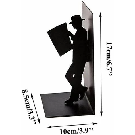 Serre-Livres En Métal,Support De Livre De Personnage En Fer,Noir FUIENKO 4 Serre-Livres En Métal,Support De Livre De Personnage En Fer,Noir FUIENKO – Image 2