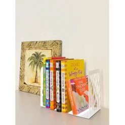 De Serre-livres Pour étagères,bureau,décoration D'intérieur,en Métal,blanc,4PCS FUIENKO -Petit rangement Soldes Magasin 64122139 3