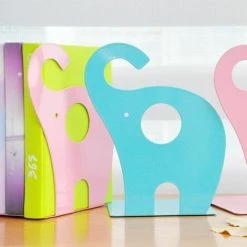 Serre-livres éléphant Mignon Antidérapant Décoratif En Métal (bleu) FUIENKO -Petit rangement Soldes Magasin 64122150 2