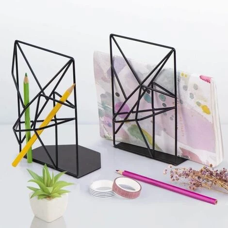 Serre-Livres En Fer Pour Bureau, Bibliothèque Ou Maison, Noir FUIENKO 4 Serre-Livres En Fer Pour Bureau, Bibliothèque Ou Maison, Noir FUIENKO – Image 2