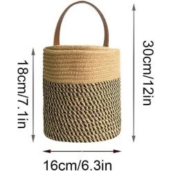 ARC-EN-CIéL 2 Pièces Panier De Rangement Tissé, Panier De Rangement Mural, Panier En Coton Tissé Avec Poignée, Panier De Rangement Pliable, Pour Maquillage, Petites Affaires, Clés, Papier Toilette, Arcenciél -Petit rangement Soldes Magasin 64126788 5