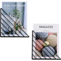 ARC-EN-CIéL Triangle Étagère à Livres Pour Présentoir D'Entrée, Étagères à Livres Murales En Fer Pour Organisateur De Crèche, Étagère De Rangement Murale En Métal, Titulaire Du Fichier, Porte Revues (Noir, 23*5*23cm) Arcenciél