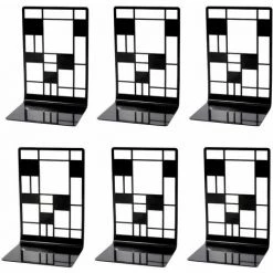 Dontodent Extrémités De Livre, Serre-livres, Bouts De Livre Pour étagères, Serre-livres Robuste En Métal Antidérapant 3 Paires Pour Livres Lourds, Support Décoratif De Séparateur De Livre, Supports De Butoir De Livre De Conception D'art Abstrait Pour Le B