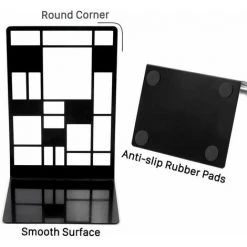 Dontodent Extrémités De Livre, Serre-livres, Bouts De Livre Pour étagères, Serre-livres Robuste En Métal Antidérapant 3 Paires Pour Livres Lourds, Support Décoratif De Séparateur De Livre, Supports De Butoir De Livre De Conception D'art Abstrait Pour Le B -Petit rangement Soldes Magasin 64176027 3