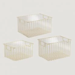 Lot De 3 Paniers De Rangement Heynner SKLUM Fer - Doré