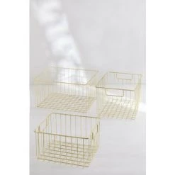 Lot De 3 Paniers De Rangement Heynner SKLUM Fer - Doré -Petit rangement Soldes Magasin 64178518 3