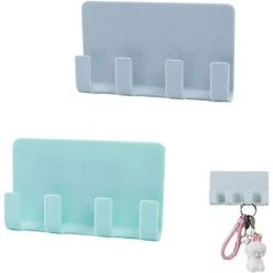 PESCE 2 Pièces Support De Téléphone Portable Mural, Support De Télécommande Mural, Support De Clé Auto-Adhésif PP Avec Quatre Crochets Pour Smartphone, Télécommande, Chapeaux (2 Couleurs)