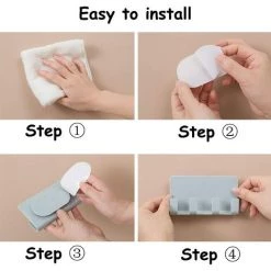 PESCE 2 Pièces Support De Téléphone Portable Mural, Support De Télécommande Mural, Support De Clé Auto-Adhésif PP Avec Quatre Crochets Pour Smartphone, Télécommande, Chapeaux (2 Couleurs) -Petit rangement Soldes Magasin 64392228 4