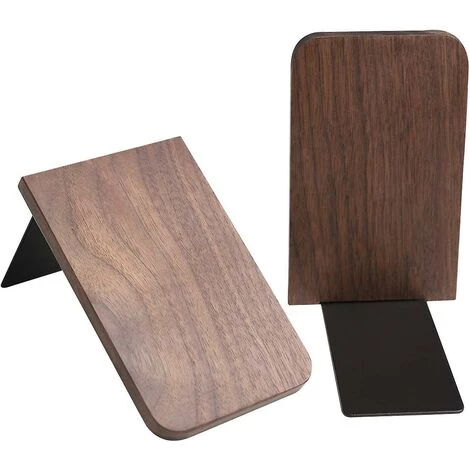 DONTODENT Serre-livres Pour Le Bureau, étagère Décorative En Bois Pour Serre-livres, Serre-livres Antidérapants Pour Tenir Un Livre (1 Paire - Noyer) Jiujiuso 4 DONTODENT Serre-livres Pour Le Bureau, étagère Décorative En Bois Pour Serre-livres, Serre-livres Antidérapants Pour Tenir Un Livre (1 Paire - Noyer) Jiujiuso – Image 2
