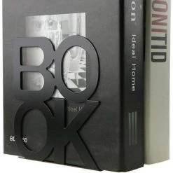 MONLY Simple Livre Noir Lettre Motif Métal Serre-livres Organisateur De Livre Pour Bureau Bureau Décoration De La Maison Cadeau -Petit rangement Soldes Magasin 64457941 5