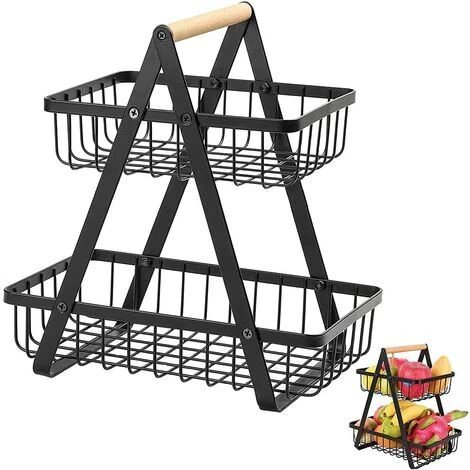 MONLY Corbeilles à Fruits, Panier A Fruits A Etages En Métal Décoration, Corbeille à Fruits En Métal à 2 Etages, Amovible Porte-Fruits Paniers, Pour Stocker Des Fruits Et Légumes (Noir) 3 MONLY Corbeilles à Fruits, Panier A Fruits A Etages En Métal Décoration, Corbeille à Fruits En Métal à 2 Etages, Amovible Porte-Fruits Paniers, Pour Stocker Des Fruits Et Légumes (Noir)