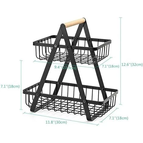 MONLY Corbeilles à Fruits, Panier A Fruits A Etages En Métal Décoration, Corbeille à Fruits En Métal à 2 Etages, Amovible Porte-Fruits Paniers, Pour Stocker Des Fruits Et Légumes (Noir) 5 MONLY Corbeilles à Fruits, Panier A Fruits A Etages En Métal Décoration, Corbeille à Fruits En Métal à 2 Etages, Amovible Porte-Fruits Paniers, Pour Stocker Des Fruits Et Légumes (Noir) – Image 3