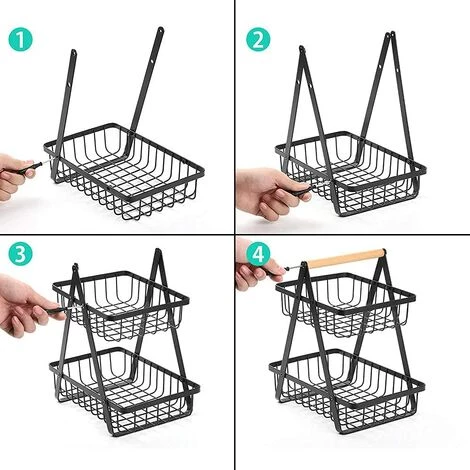 MONLY Corbeilles à Fruits, Panier A Fruits A Etages En Métal Décoration, Corbeille à Fruits En Métal à 2 Etages, Amovible Porte-Fruits Paniers, Pour Stocker Des Fruits Et Légumes (Noir) 7 MONLY Corbeilles à Fruits, Panier A Fruits A Etages En Métal Décoration, Corbeille à Fruits En Métal à 2 Etages, Amovible Porte-Fruits Paniers, Pour Stocker Des Fruits Et Légumes (Noir) – Image 5