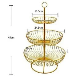 Corbeille à Fruits à Trois Niveaux En Métal Pour Comptoir De Rangement Domestique Golden- Thsinde 8 Corbeille à Fruits à Trois Niveaux En Métal Pour Comptoir De Rangement Domestique Golden- Thsinde -Petit rangement Soldes Magasin 64464881 2