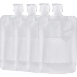 FUHUIDATRADING Pochettes De Voyage Vides Rechargeables à Clapet, Bouteilles De Voyage Vides, Pochettes D'emballage Pour Lotion/shampooing/crème Pour Le Visage/savon Pour Les Mains/masque De Boue, Lot De 4