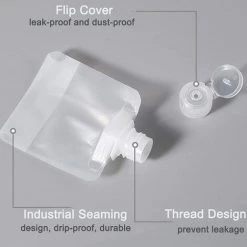 FUHUIDATRADING Pochettes De Voyage Vides Rechargeables à Clapet, Bouteilles De Voyage Vides, Pochettes D'emballage Pour Lotion/shampooing/crème Pour Le Visage/savon Pour Les Mains/masque De Boue, Lot De 4 -Petit rangement Soldes Magasin 64473477 3