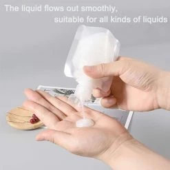 FUHUIDATRADING Pochettes De Voyage Vides Rechargeables à Clapet, Bouteilles De Voyage Vides, Pochettes D'emballage Pour Lotion/shampooing/crème Pour Le Visage/savon Pour Les Mains/masque De Boue, Lot De 4 -Petit rangement Soldes Magasin 64473477 4