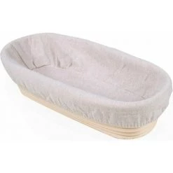 NAXUNNN Banneton Ovale, Brotform Avec Doublure En Lain, Corbeille à Pain Ovale, Panier De Fermentation De Pain, Jusqu’à 0,7kg De Pâte, 30 X 14 X 7cm