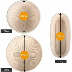NAXUNNN Banneton Ovale, Brotform Avec Doublure En Lain, Corbeille à Pain Ovale, Panier De Fermentation De Pain, Jusqu’à 0,7kg De Pâte, 30 X 14 X 7cm -Petit rangement Soldes Magasin 64520247 4