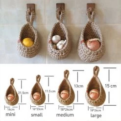 MERKMAK Corbeilles Murales Suspendues Pour Fruits Et Legumes, Panier De Cuisine Suspendu De Style Fermier 1 Pc Mini 14 X 21.5 X 10 Cm -Petit rangement Soldes Magasin 64530282 2