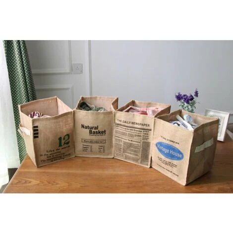 THSINDE Boîte De Rangement Pliable En Jute Grand Sac De Rangement Pour Vêtements Sous-vêtements Organisateur De Panier De Jouets Pour Hôtel 2 Pièces (D) 6 THSINDE Boîte De Rangement Pliable En Jute Grand Sac De Rangement Pour Vêtements Sous-vêtements Organisateur De Panier De Jouets Pour Hôtel 2 Pièces (D) – Image 4