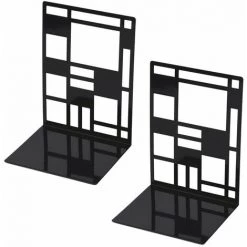 QERSTA Ensemble De Serre-livres, Métal, Noirs, Serre-livres Design, étagère à Base Antidérapante