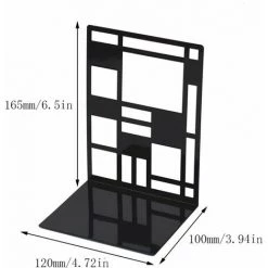 QERSTA Ensemble De Serre-livres, Métal, Noirs, Serre-livres Design, étagère à Base Antidérapante -Petit rangement Soldes Magasin 64577095 3
