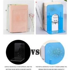 QERSTA Serre-Livre En Acrylique Transparent, 1 Paires Serre-Livres Enfants,Anti-Rayures Serre-Livres Design -Petit rangement Soldes Magasin 64577474 4