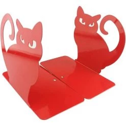 LLOVE 2 Serre-livres Métal Chat Rouge