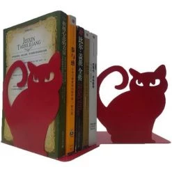 LLOVE 2 Serre-livres Métal Chat Rouge -Petit rangement Soldes Magasin 64870881 3