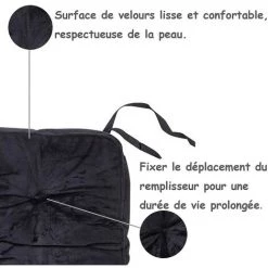 QERSTA Big Hippo Coussin Carré De Chaise Epais Extérieur/Intérieur, Coussin Décoratif De Chaise Banc De Jardin Bureau Canapé Exterieur Interieur, Surface De Velours, Doux Et Epaise, 43x43x8cm, Noir -Petit rangement Soldes Magasin 64902938 3