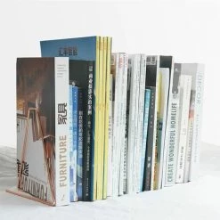 QERSTA Porte Revues En Or Rose, Organisateur De Fichiers Triangle, Porte Revues étagère à Livres, Serre Livres En Métal, Pour Le Bureau à Domicile Livres Magazine Et Journaux -Petit rangement Soldes Magasin 64903043 5