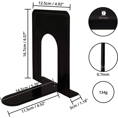 Belle Serre Livre En Métal Noir (Lot De 3),Cale Livre Et CDs Anti -Dérapant - Presse Livre Pour Étagères, Bureau, Bibliothèque, Maison Et Écoles 56Vingt 4 Belle Serre Livre En Métal Noir (Lot De 3),Cale Livre Et CDs Anti -Dérapant - Presse Livre Pour Étagères, Bureau, Bibliothèque, Maison Et Écoles 56Vingt – Image 2