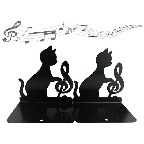 Lot De 2 Serre-livres En Métal Fin Antidérapants En Forme De Chats Et Note De Musique Pour Bibliothèque , école, Bureau, Maison Music Note,noir 56Vingt 3 Lot De 2 Serre-livres En Métal Fin Antidérapants En Forme De Chats Et Note De Musique Pour Bibliothèque , école, Bureau, Maison Music Note,noir 56Vingt