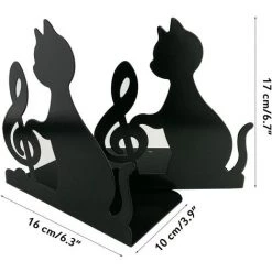 Lot De 2 Serre-livres En Métal Fin Antidérapants En Forme De Chats Et Note De Musique Pour Bibliothèque , école, Bureau, Maison Music Note,noir 56Vingt 8 Lot De 2 Serre-livres En Métal Fin Antidérapants En Forme De Chats Et Note De Musique Pour Bibliothèque , école, Bureau, Maison Music Note,noir 56Vingt -Petit rangement Soldes Magasin 64940771 2