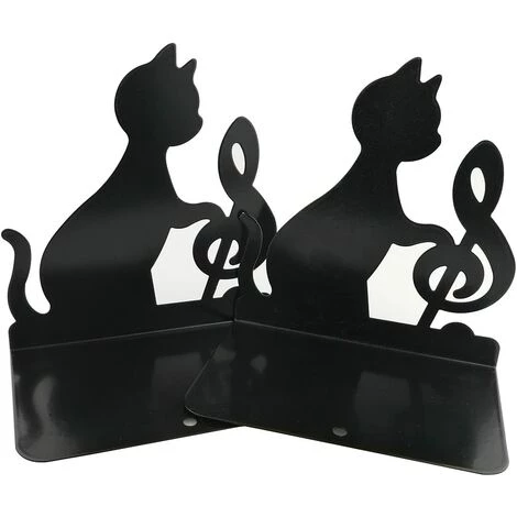 Lot De 2 Serre-livres En Métal Fin Antidérapants En Forme De Chats Et Note De Musique Pour Bibliothèque , école, Bureau, Maison Music Note,noir 56Vingt 5 Lot De 2 Serre-livres En Métal Fin Antidérapants En Forme De Chats Et Note De Musique Pour Bibliothèque , école, Bureau, Maison Music Note,noir 56Vingt – Image 3