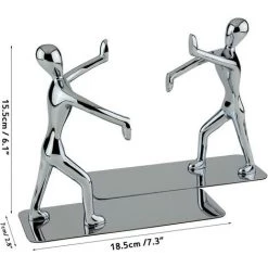 Paire De Serre-livres En Acier Inoxydable, En Forme D’hommes Pratiquant Le Kung-fu, Décoratifs, Tendance Et Créatifs, Pour Ranger Et Organiser Vos Livres à La Maison, Au Bureau, Dans Une Bibliothèque,（argent） 56Vingt -Petit rangement Soldes Magasin 64941394 2