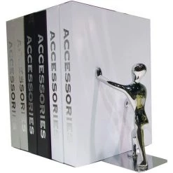 Paire De Serre-livres En Acier Inoxydable, En Forme D’hommes Pratiquant Le Kung-fu, Décoratifs, Tendance Et Créatifs, Pour Ranger Et Organiser Vos Livres à La Maison, Au Bureau, Dans Une Bibliothèque,（argent） 56Vingt -Petit rangement Soldes Magasin 64941394 4