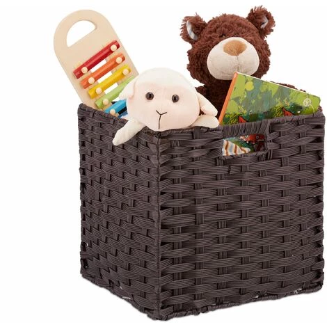 Relaxdays Corbeille De Rangement Plastique Tressé, Panier Poignée étagère Organiseur Vintage, 31x32x30 Cm 3 Relaxdays Corbeille De Rangement Plastique Tressé, Panier Poignée étagère Organiseur Vintage, 31x32x30 Cm
