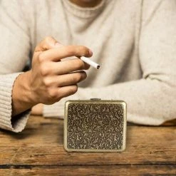 PESCE Etui à Cigarettes En Métal Etui à Cigarettes En Métal 20 Cigarettes, étui à Cigarettes Antique Gravé, Aspect élégant, Qualité Unique -Petit rangement Soldes Magasin 65263855 4