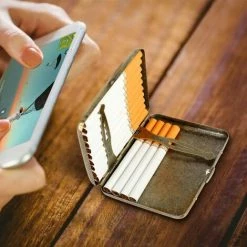 PESCE Etui à Cigarettes En Métal Etui à Cigarettes En Métal 20 Cigarettes, étui à Cigarettes Antique Gravé, Aspect élégant, Qualité Unique -Petit rangement Soldes Magasin 65263855 5