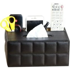 BF Couverture Multifonctionnelle De Boîte De Tissu De Télécommande De Crayon De Crayon De Cuir D'unité Centrale Pour La Chambre Et Le Salon Noir -Petit rangement Soldes Magasin 65270409 3