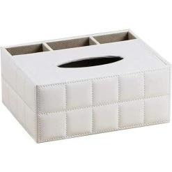 BF Couverture Multifonctionnelle De Boîte De Tissu De Télécommande De Crayon De Crayon De Cuir D'unité Centrale Pour La Chambre à Coucher Et Le Salon Blanc -Petit rangement Soldes Magasin 65273341 3