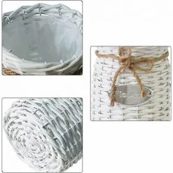 CSPARKV Vase Décoratif Blanc, Vase D'algues De Fleur De Panier, Vase Vintage, Conception De Corde De Vase Tressée En Osier Pour Le Salon, La Salle à Manger, La Chambre, Le Bureau, L'hôtel, Etc. -Petit rangement Soldes Magasin 65413794 2