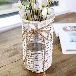 CSPARKV Vase Décoratif Blanc, Vase D'algues De Fleur De Panier, Vase Vintage, Conception De Corde De Vase Tressée En Osier Pour Le Salon, La Salle à Manger, La Chambre, Le Bureau, L'hôtel, Etc. -Petit rangement Soldes Magasin 65413794 4
