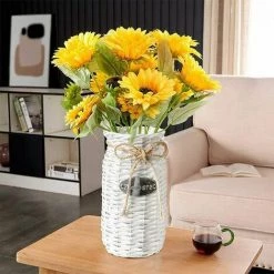 CSPARKV Vase Décoratif Blanc, Vase D'algues De Fleur De Panier, Vase Vintage, Conception De Corde De Vase Tressée En Osier Pour Le Salon, La Salle à Manger, La Chambre, Le Bureau, L'hôtel, Etc. -Petit rangement Soldes Magasin 65413794 5