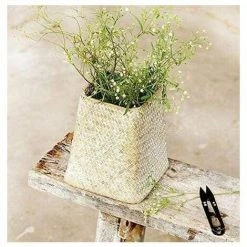 CSPARKV Algue Fleur Panier Vase Antique Chic Vase Vintage Vase Tissé À La Main Naturel Bouquet Vintage Vase De Stockage Vase En Rotin Pot De Stockage Blanc Hauteur 14cm -Petit rangement Soldes Magasin 65413811 2